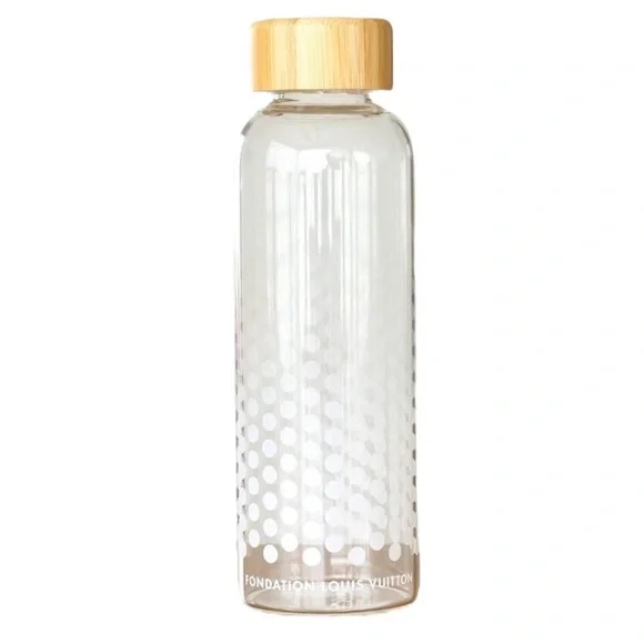 Fondation LOUIS VUITTON Glass Water Bottle Polka Dot Bamboo Lid Paris - Picture 6 of 7